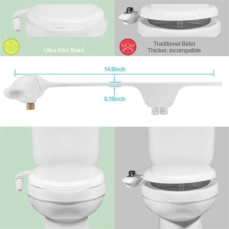 Toilet Bidet Ultra Slim Bidet Toilet Seat Attachment With Brass Inlet -Bathlova