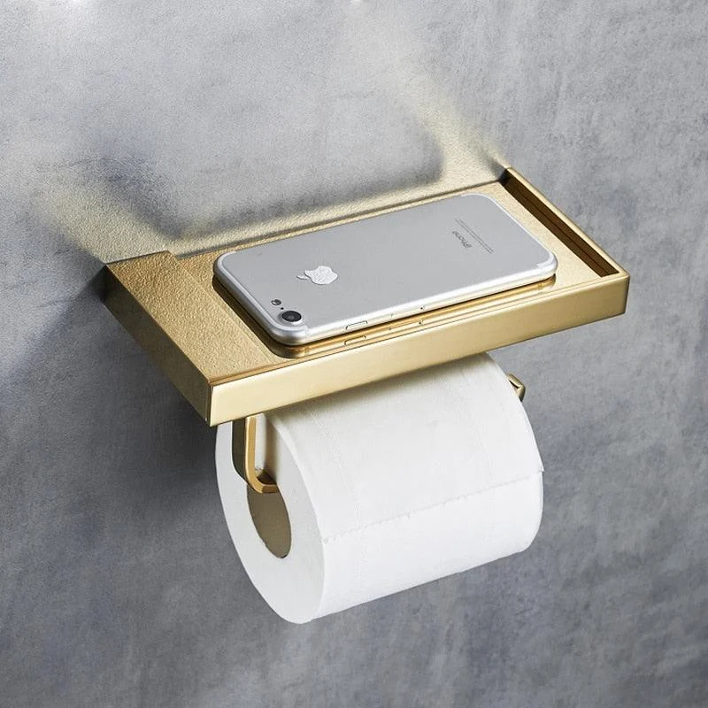 Toilet Paper Holder with Storage Shelf Bathroom Accessories -Bathlova