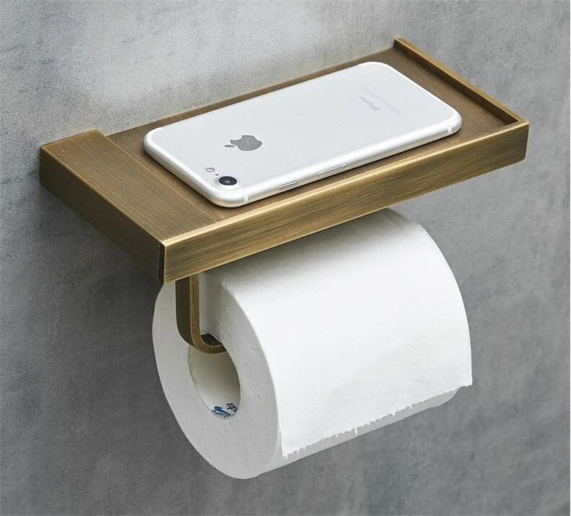 Toilet Paper Holder with Storage Shelf Bathroom Accessories -Bathlova