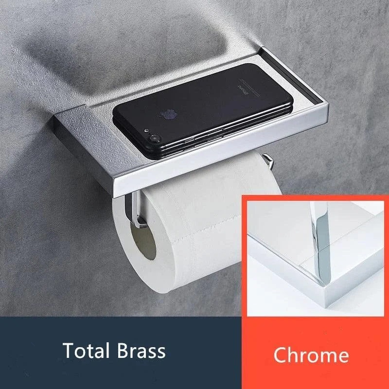 Toilet Paper Holder with Storage Shelf Bathroom Accessories -Bathlova