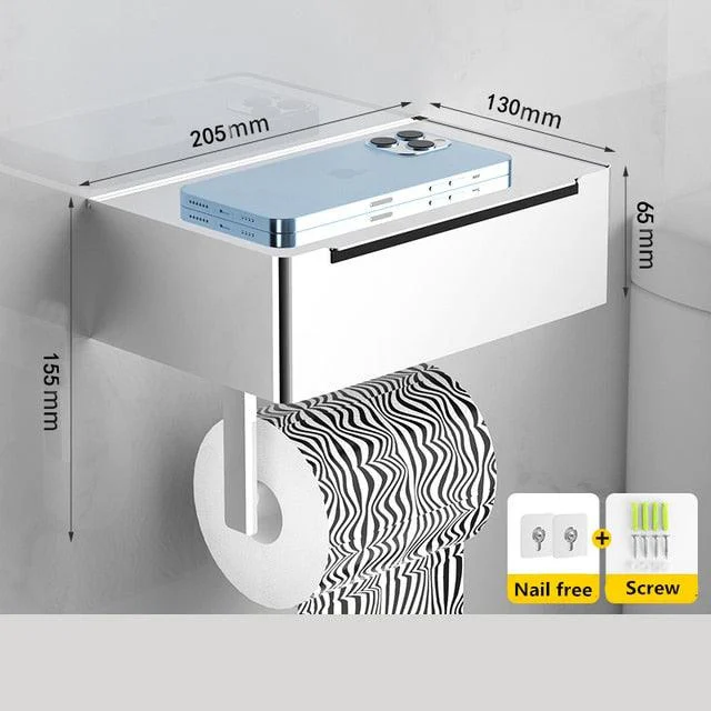 Toilet Roll Holder with Wipes Dispenser Multi-function Storage Rack -Bathlova