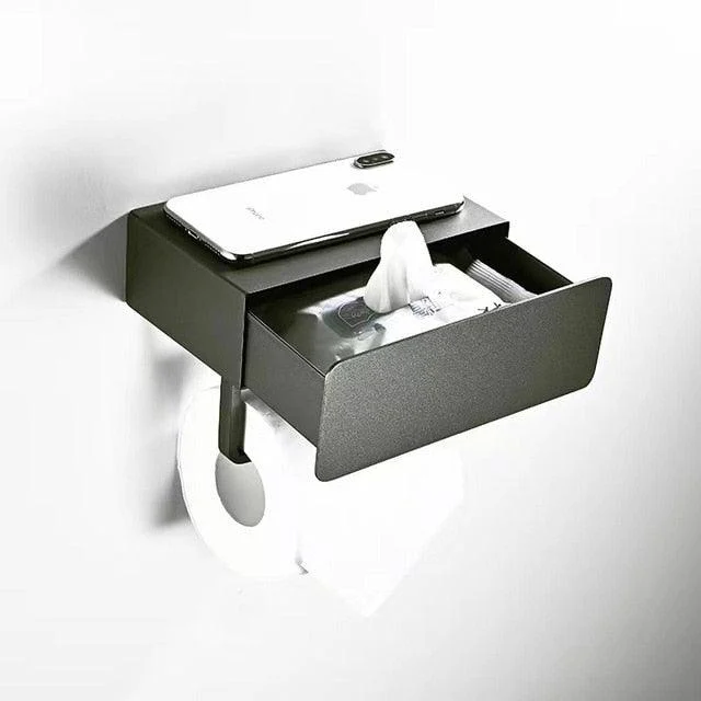 Toilet Tissue Paper Holder with Shelf Box -Bathlova