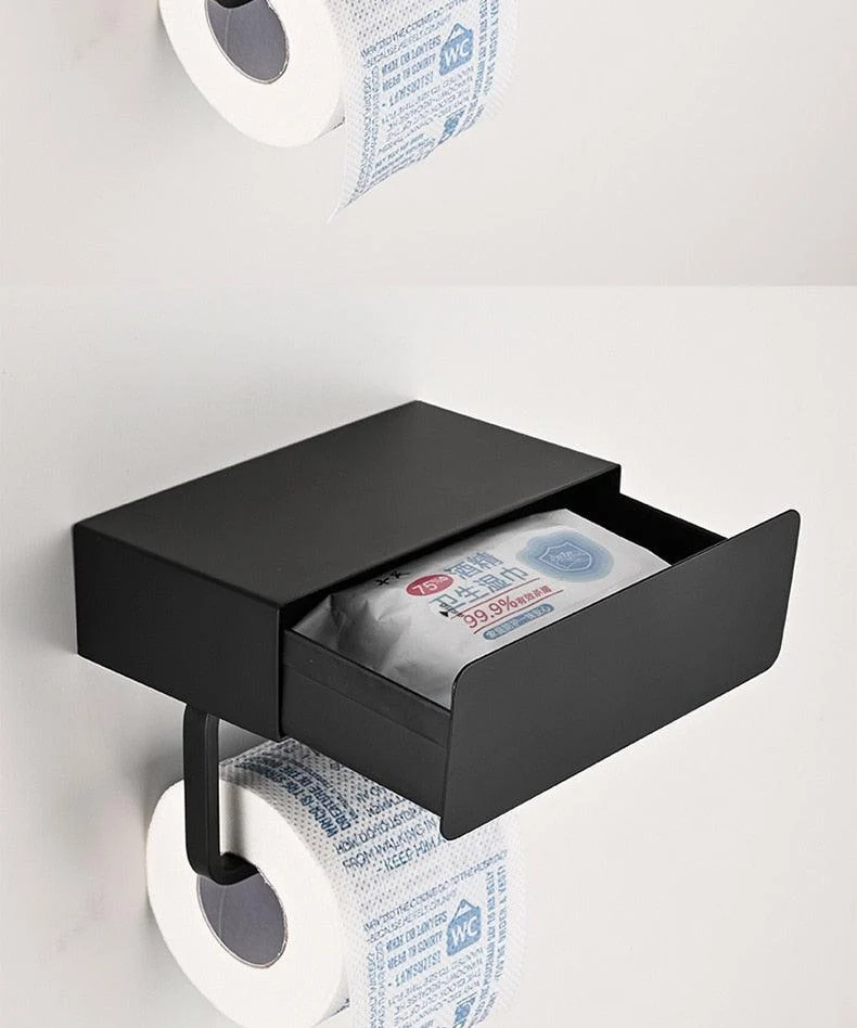 Toilet Tissue Paper Holder with Shelf Box -Bathlova