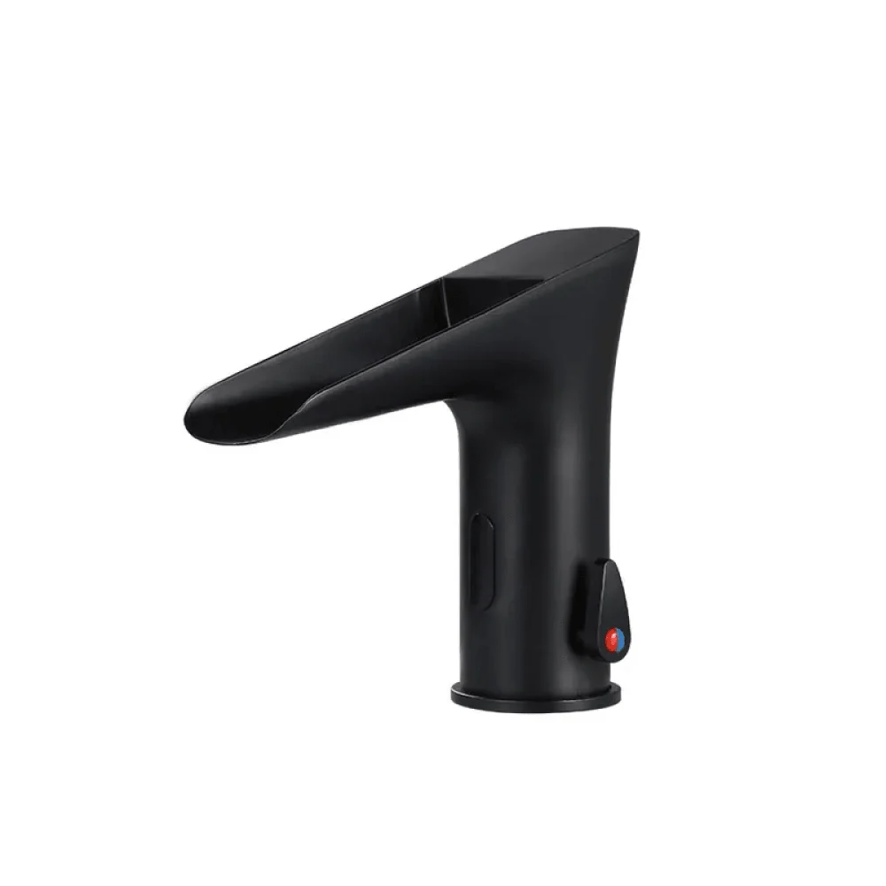 Touchless Electronic Waterfall Bathroom Tap in Matte Black -Bathlova