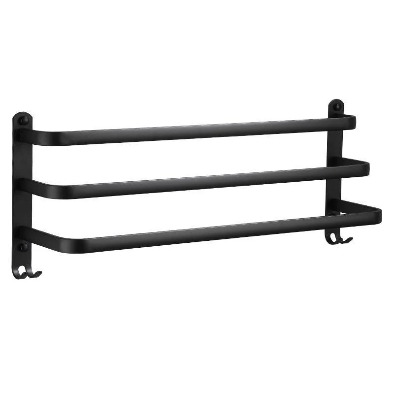 Towel Hanger Wall Mounted Towel Rack Bathroom Aluminum Black Towel Bar -Bathlova