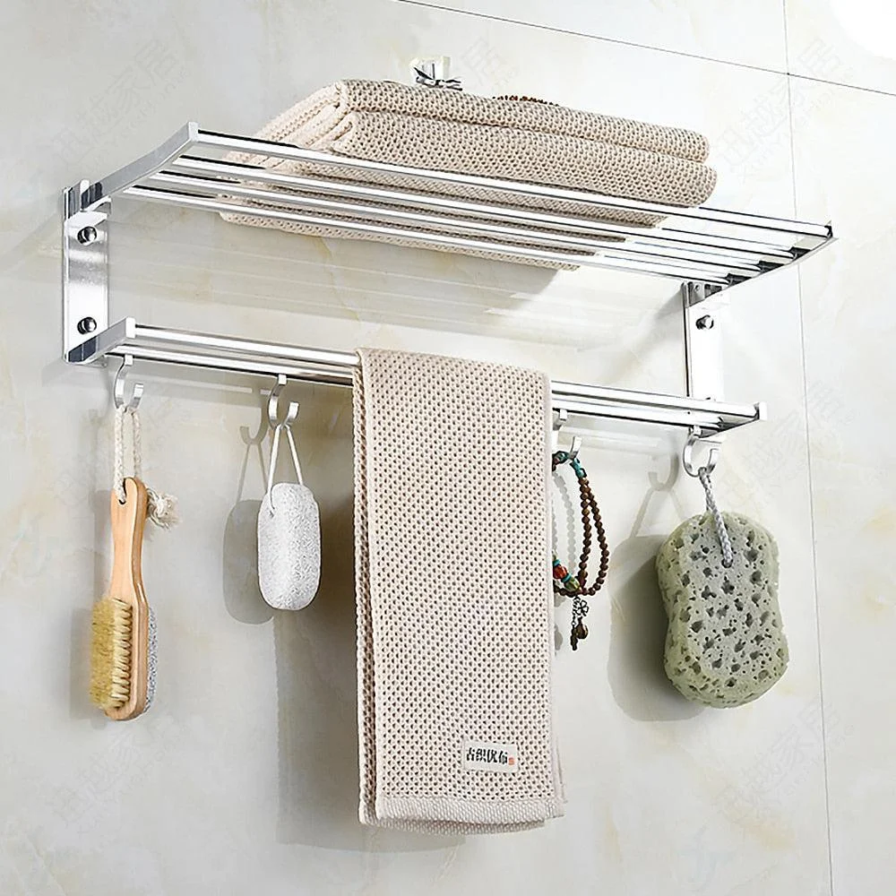 Towel Rack Folding Holder With Hook Shower Bathroom Towel Racks -Bathlova