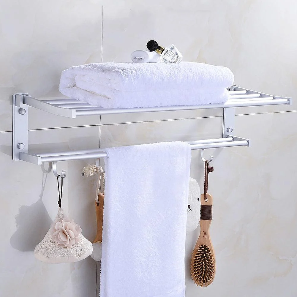 Towel Rack Folding Holder With Hook Shower Bathroom Towel Racks -Bathlova