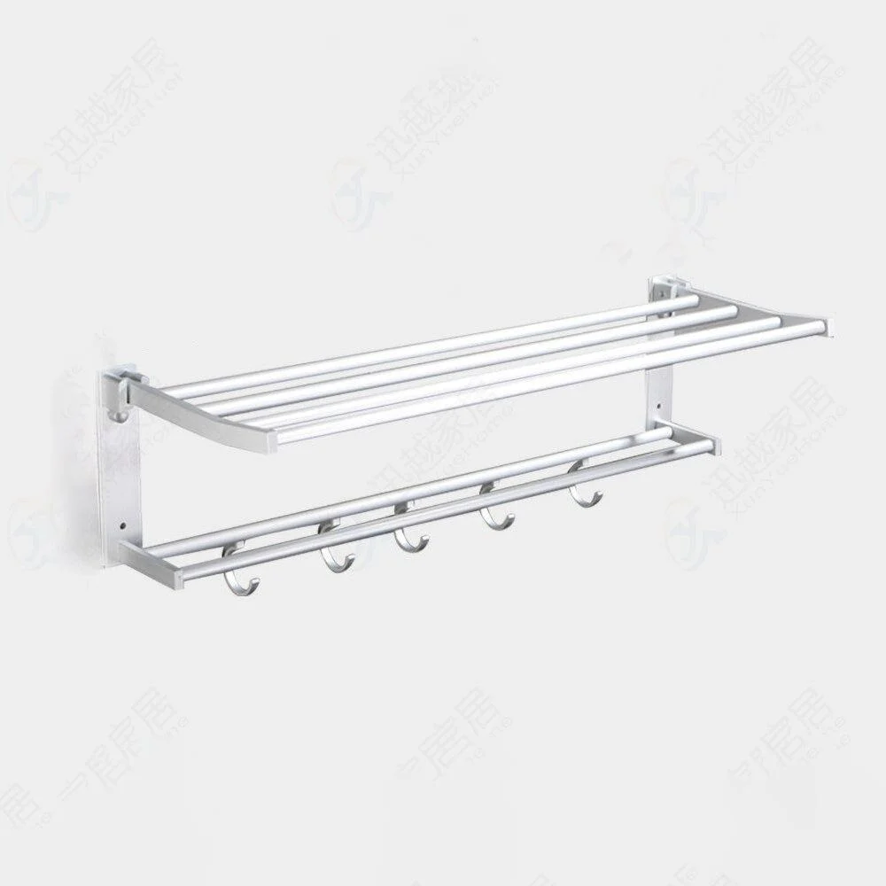 Towel Rack Folding Holder With Hook Shower Bathroom Towel Racks -Bathlova