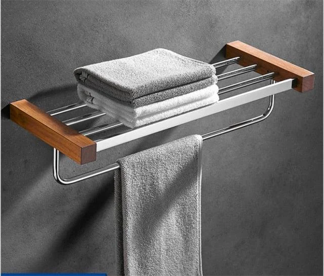 Towel Rack Hooks Towel Holder Corner Shelf Paper Toilet Brush Holder -Bathlova