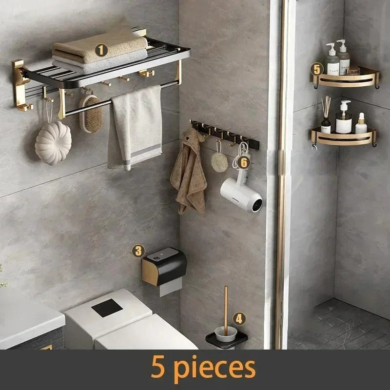 Towel Rack Space Aluminum Storage Rack Wall Mounted Bathroom Accessory -Bathlova