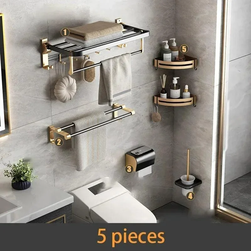 Towel Rack Space Aluminum Storage Rack Wall Mounted Bathroom Accessory -Bathlova