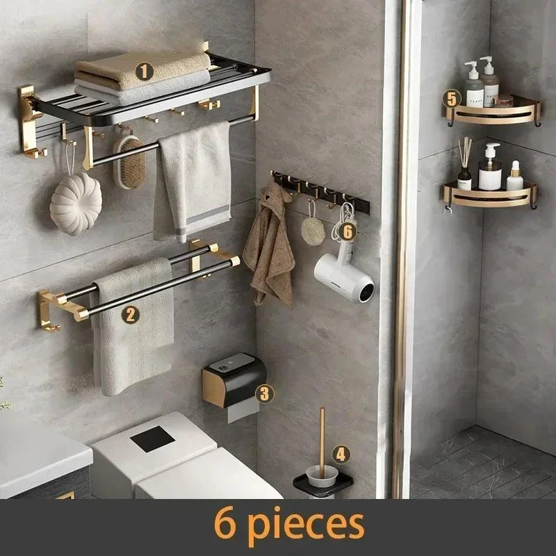 Towel Rack Space Aluminum Storage Rack Wall Mounted Bathroom Accessory -Bathlova