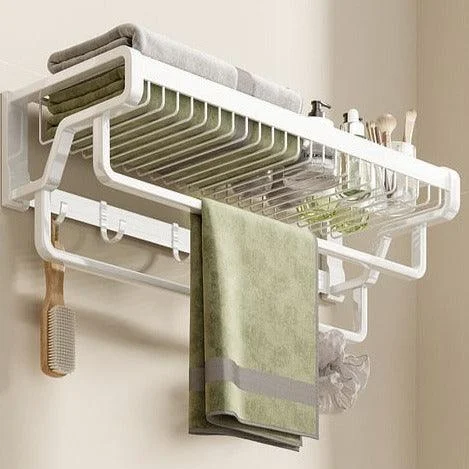 Towel Rack With Hook Bathroom Accessory Wall Mount Rail Shower Hanger -Bathlova