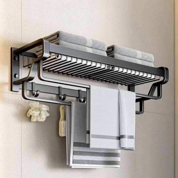 Towel Rack With Hook Bathroom Accessory Wall Mount Rail Shower Hanger -Bathlova