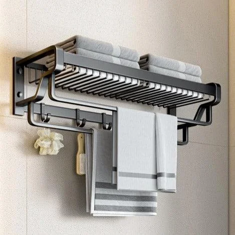 Towel Rack With Hook Bathroom Accessory Wall Mount Rail Shower Hanger -Bathlova