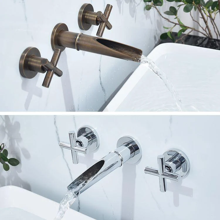 Traditioal Brass Roman Tub Tap with 2 Cross Handles Tub Tap -Bathlova