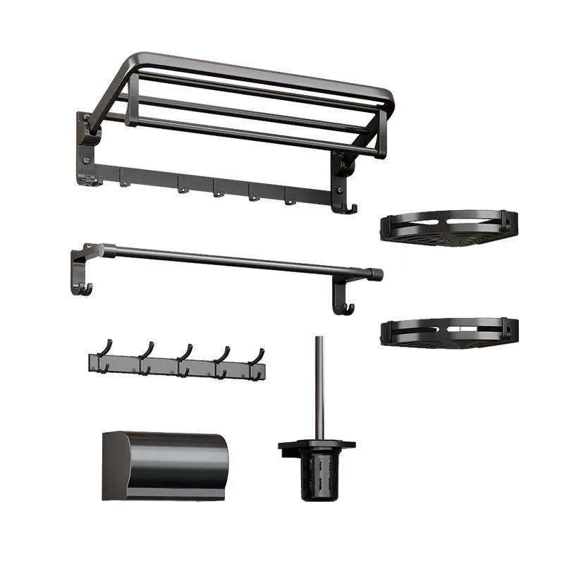 Traditional Aluminum Bath Hardware Set Black Bathroom Accessory Kit -Bathlova