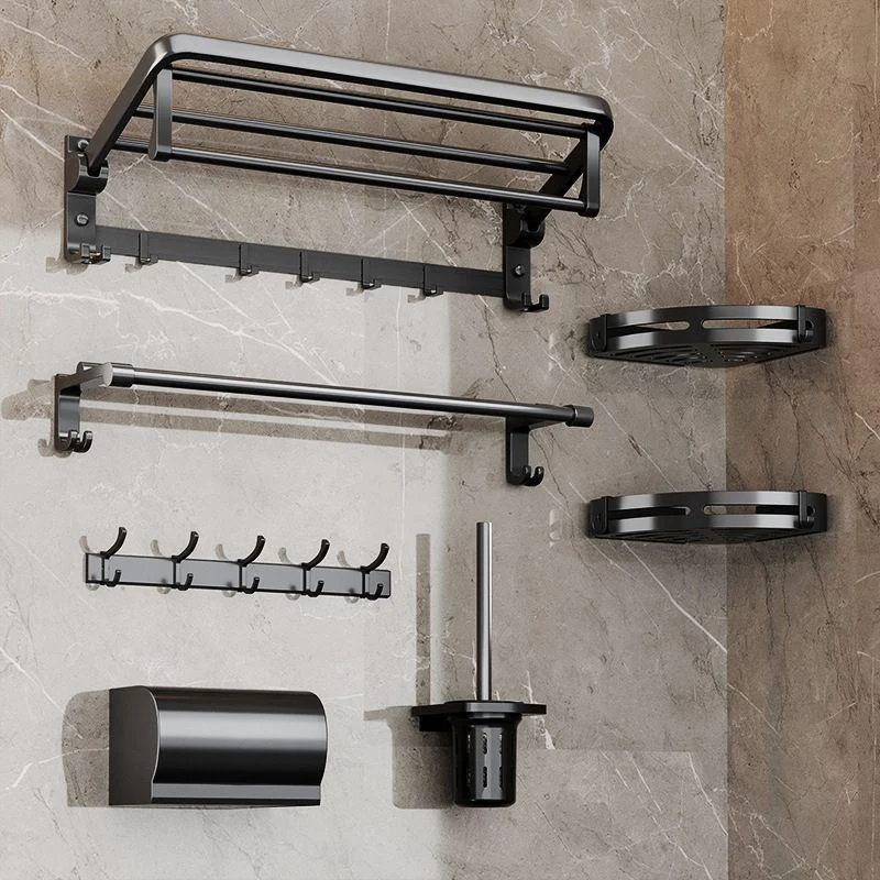 Traditional Aluminum Bath Hardware Set Black Bathroom Accessory Kit -Bathlova