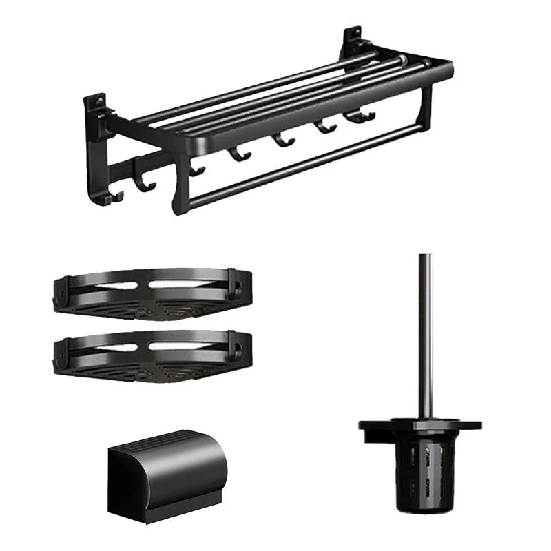 Traditional Aluminum Bath Hardware Set Black Bathroom Accessory Kit -Bathlova