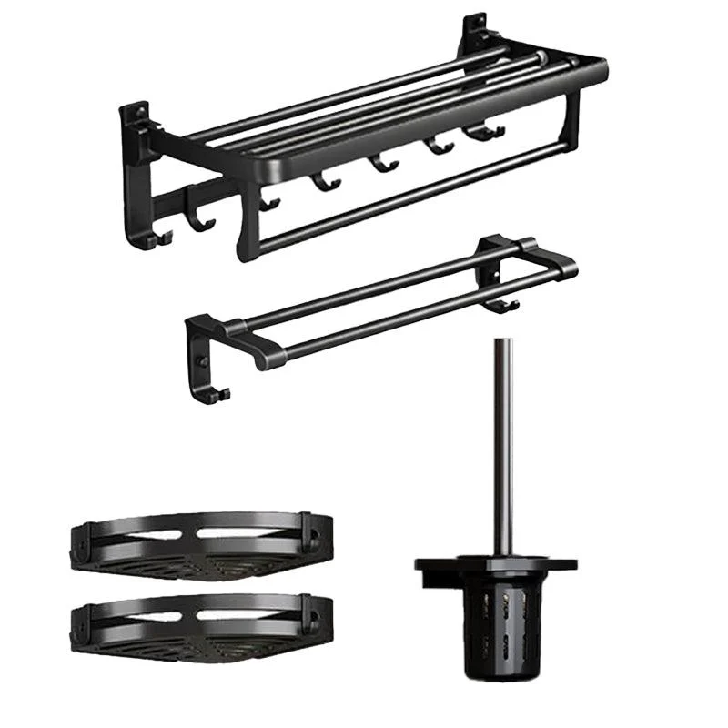 Traditional Aluminum Bath Hardware Set Black Bathroom Accessory Kit -Bathlova