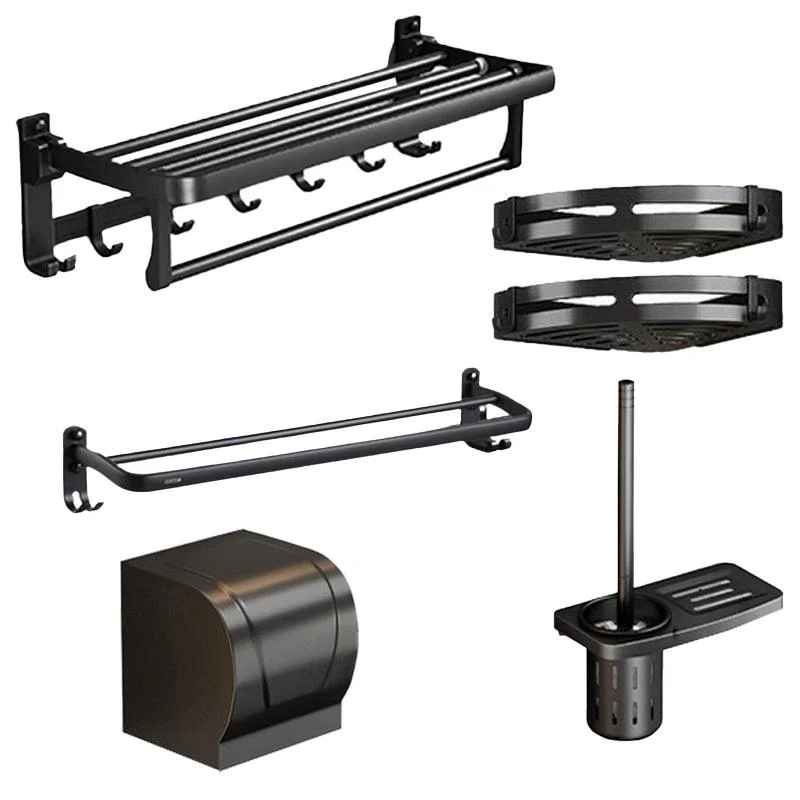 Traditional Aluminum Bath Hardware Set Black Bathroom Accessory Kit -Bathlova