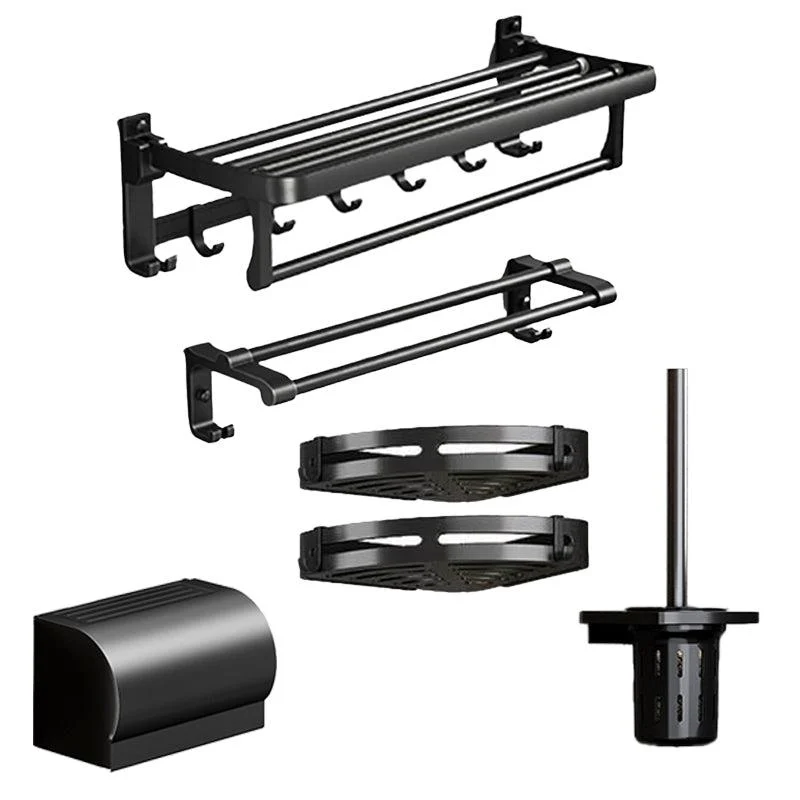 Traditional Aluminum Bath Hardware Set Black Bathroom Accessory Kit -Bathlova