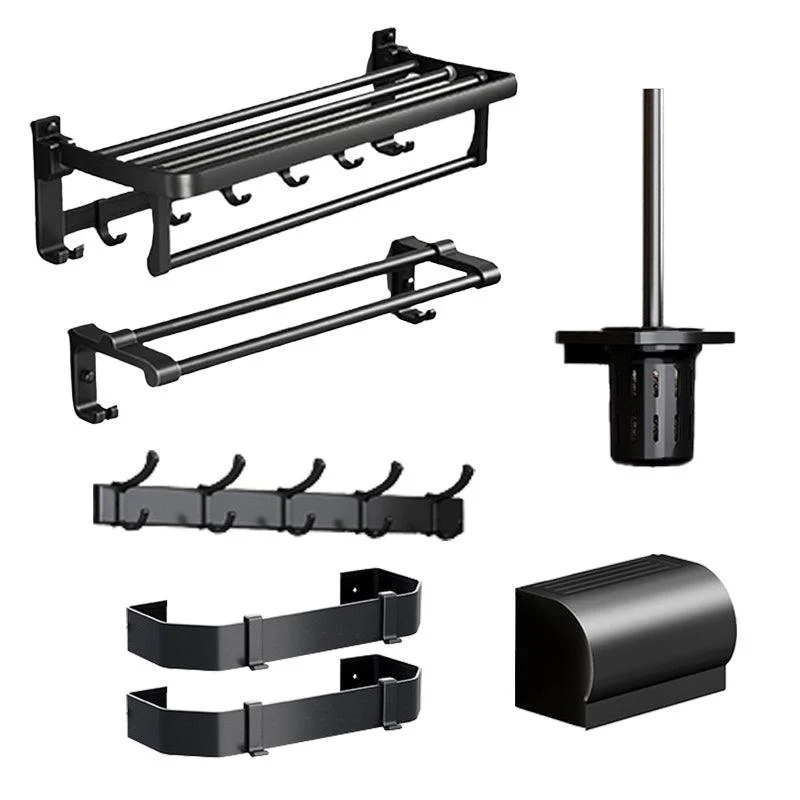 Traditional Aluminum Bath Hardware Set Black Bathroom Accessory Kit -Bathlova