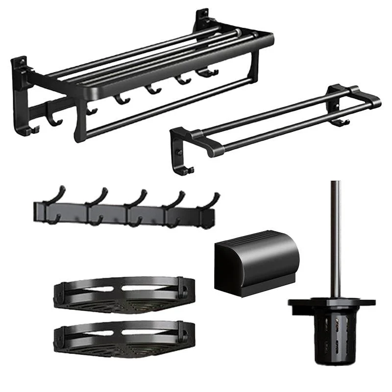 Traditional Aluminum Bath Hardware Set Black Bathroom Accessory Kit -Bathlova