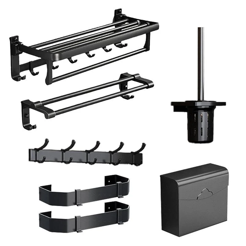 Traditional Aluminum Bath Hardware Set Black Bathroom Accessory Kit -Bathlova