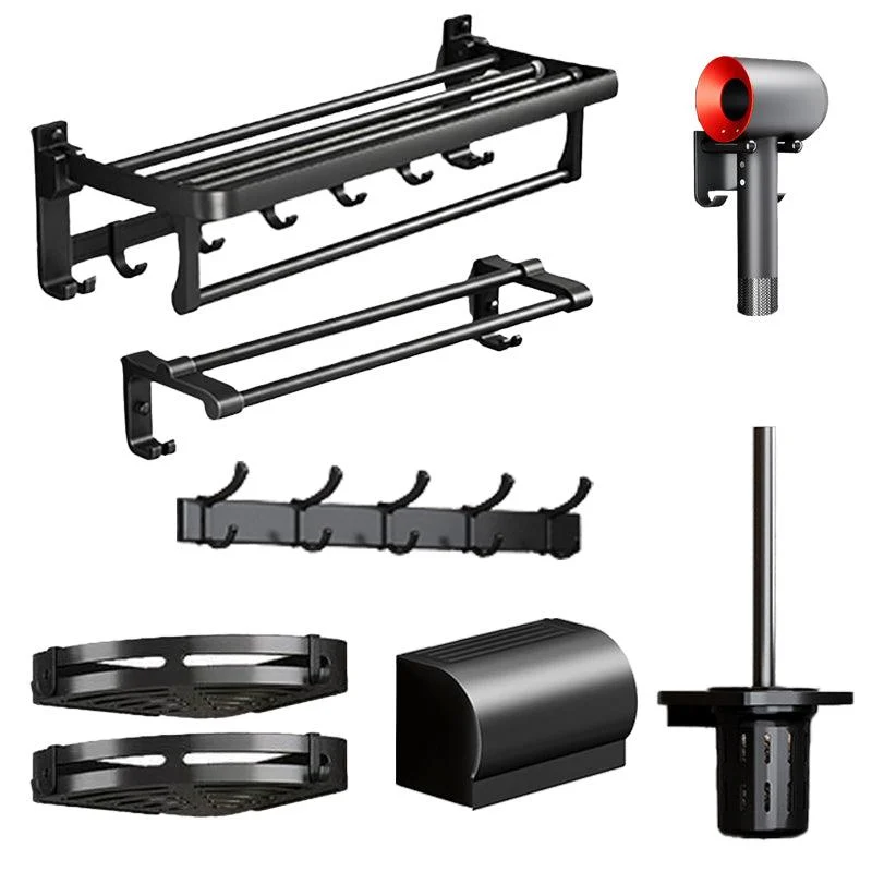 Traditional Aluminum Bath Hardware Set Black Bathroom Accessory Kit -Bathlova