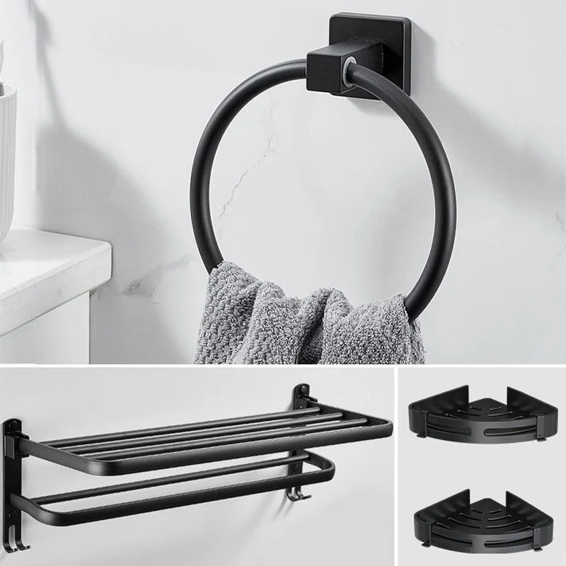 Traditional Bath Hardware Set Black Towel Ring Bath Shelf Bathroom Hardware Set -Bathlova