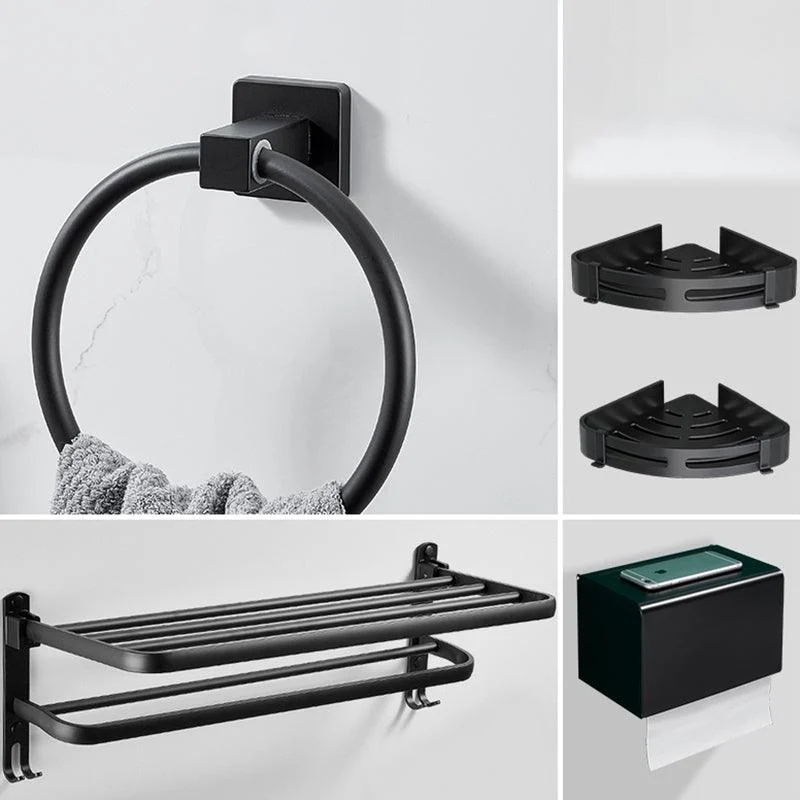 Traditional Bath Hardware Set Black Towel Ring Bath Shelf Bathroom Hardware Set -Bathlova