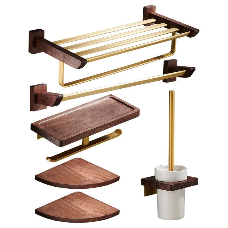 Traditional Bathroom Accessory Kit Bath Shelf Paper Holder Gold Bathroom Set -Bathlova