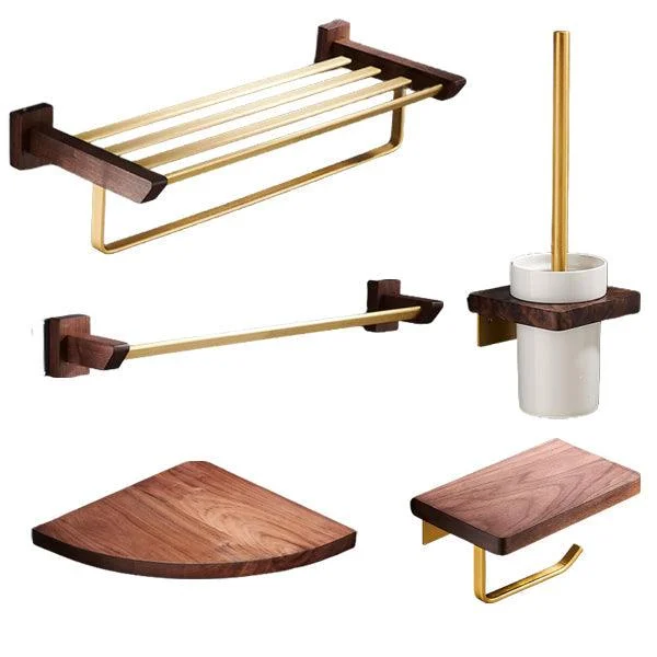 Traditional Bathroom Accessory Kit Bath Shelf Paper Holder Gold Bathroom Set -Bathlova