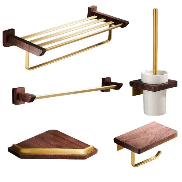 Traditional Bathroom Accessory Kit Bath Shelf Paper Holder Gold Bathroom Set -Bathlova