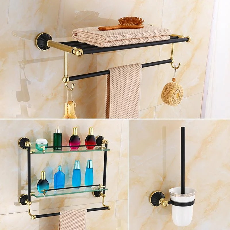 Traditional Bathroom Accessory Kit Towel Bar Bath Shelf Black Bath Hardware Set -Bathlova