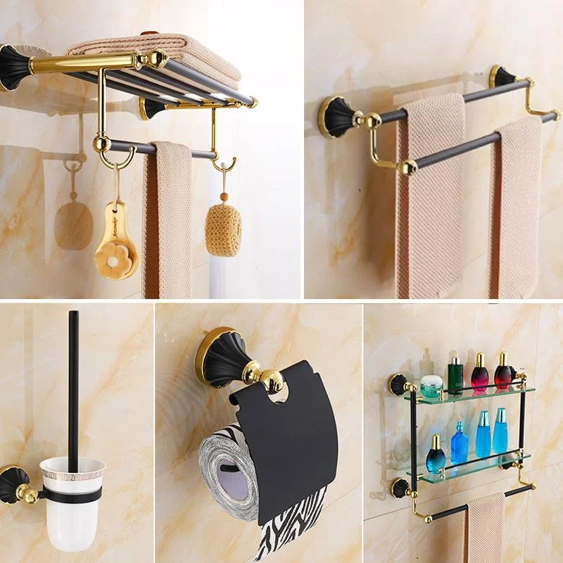 Traditional Bathroom Accessory Kit Towel Bar Bath Shelf Black Bath Hardware Set -Bathlova