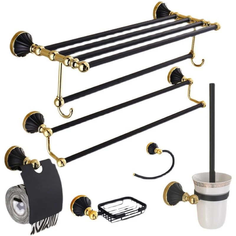 Traditional Bathroom Accessory Kit Towel Bar Bath Shelf Black Bath Hardware Set -Bathlova