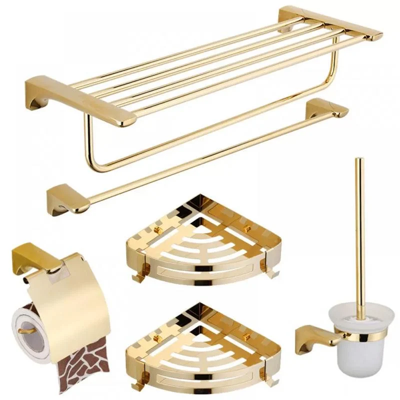 Traditional Bathroom Hardware Gold Bath Shelf Bathroom Accessory Kit -Bathlova