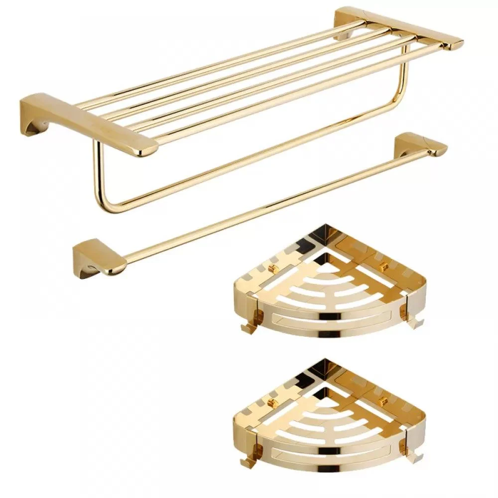 Traditional Bathroom Hardware Gold Bath Shelf Bathroom Accessory Kit -Bathlova