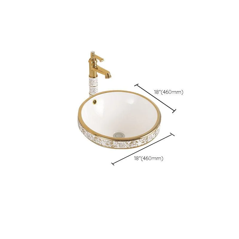 Traditional Bathroom Sink Porcelain Oval-Shape Vessel Bathroom Sink with Pop-Up Drain -Bathlova