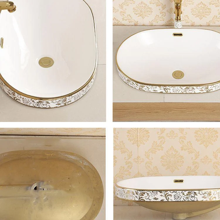 Traditional Bathroom Sink Porcelain Oval-Shape Vessel Bathroom Sink with Pop-Up Drain -Bathlova