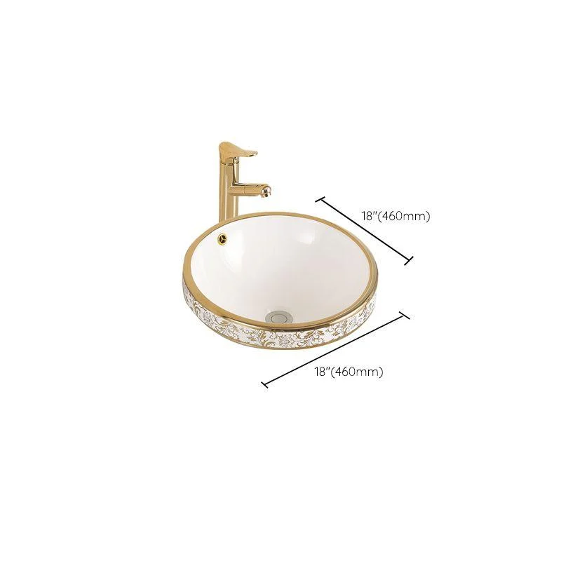 Traditional Bathroom Sink Porcelain Oval-Shape Vessel Bathroom Sink with Pop-Up Drain -Bathlova