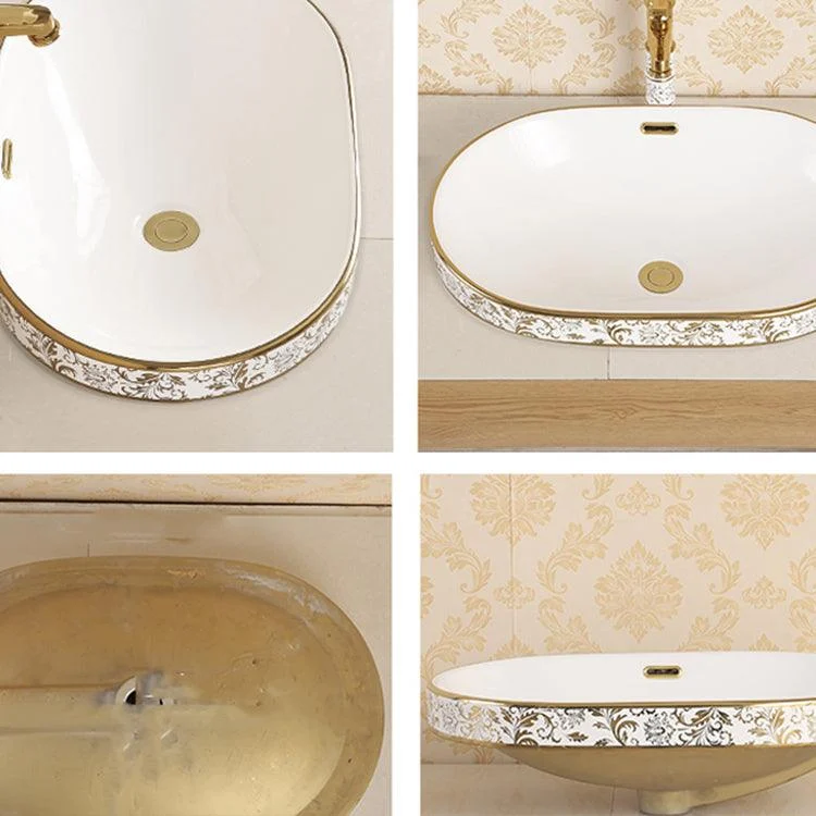 Traditional Bathroom Sink Porcelain Oval-Shape Vessel Bathroom Sink with Pop-Up Drain -Bathlova