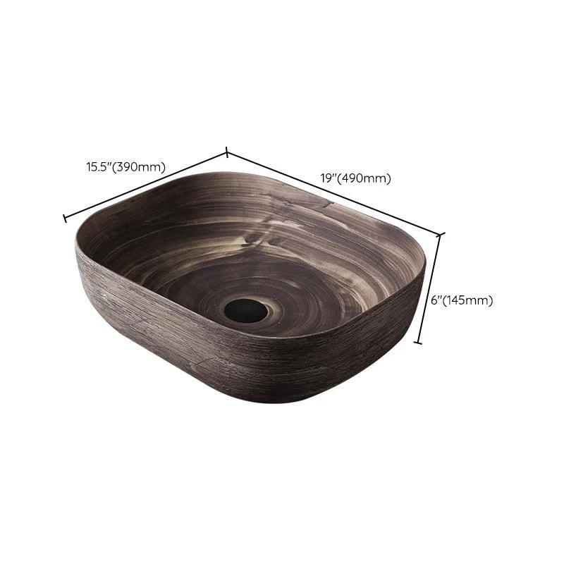 Traditional Bathroom Sink Porcelain Oval-Shape Vessel Lavatory Sink with Pop-Up Drain -Bathlova