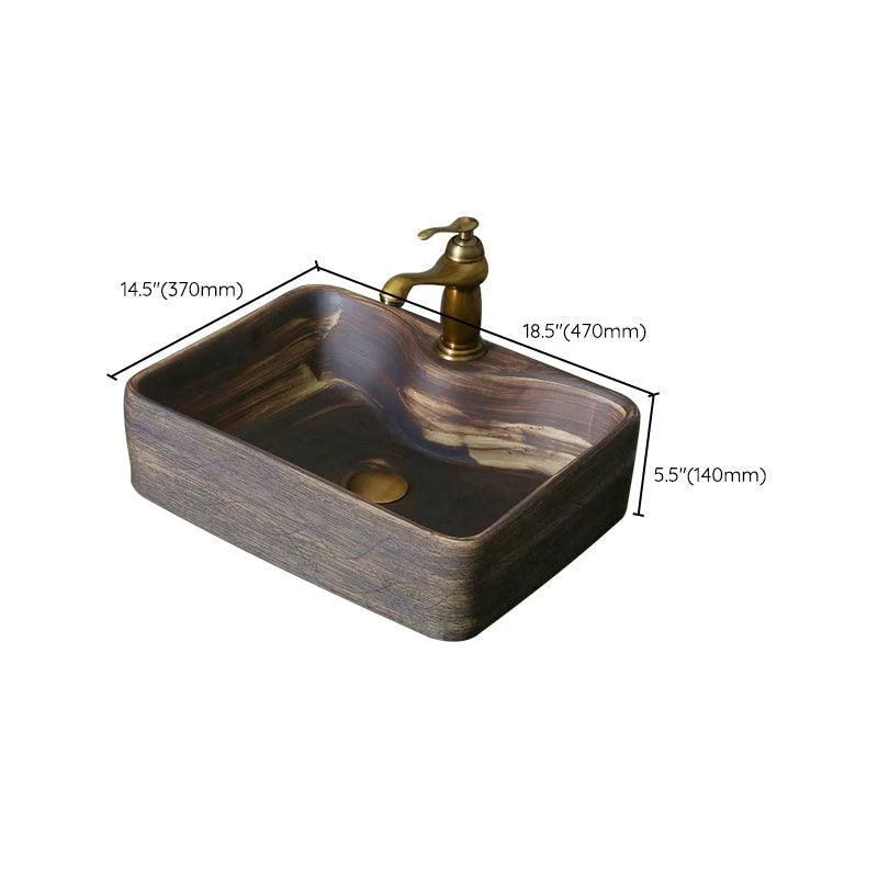 Traditional Bathroom Sink Porcelain Oval-Shape Vessel Lavatory Sink with Pop-Up Drain -Bathlova