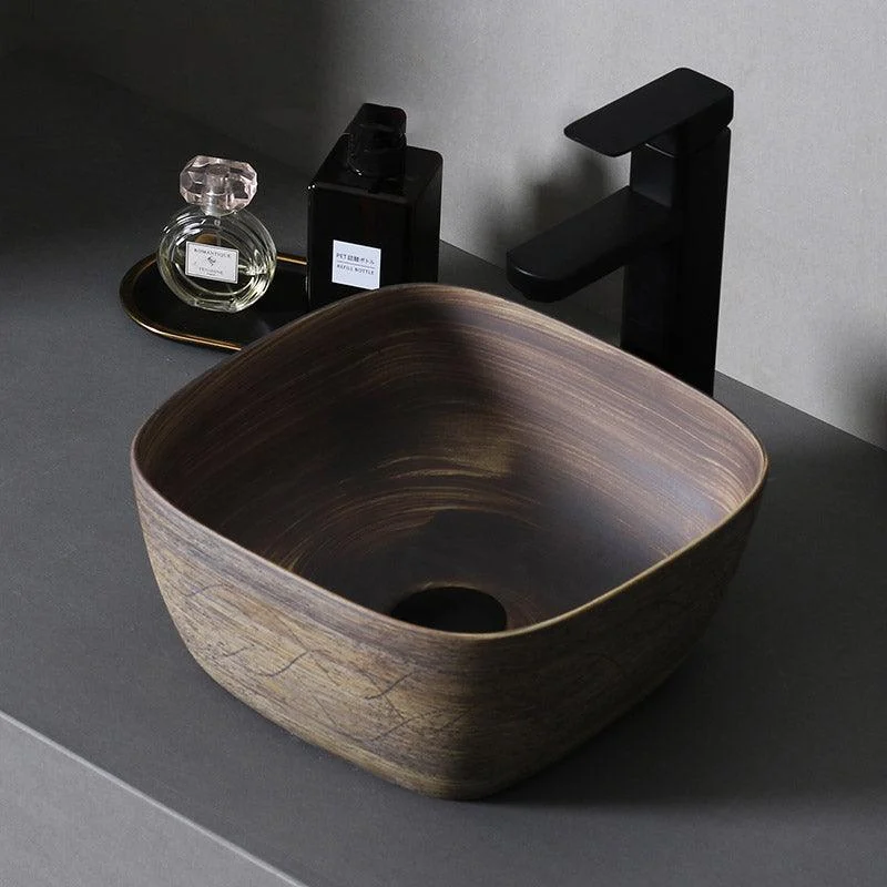 Traditional Bathroom Sink Porcelain Oval-Shape Vessel Lavatory Sink with Pop-Up Drain -Bathlova