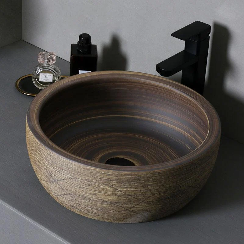 Traditional Bathroom Sink Porcelain Oval-Shape Vessel Lavatory Sink with Pop-Up Drain -Bathlova