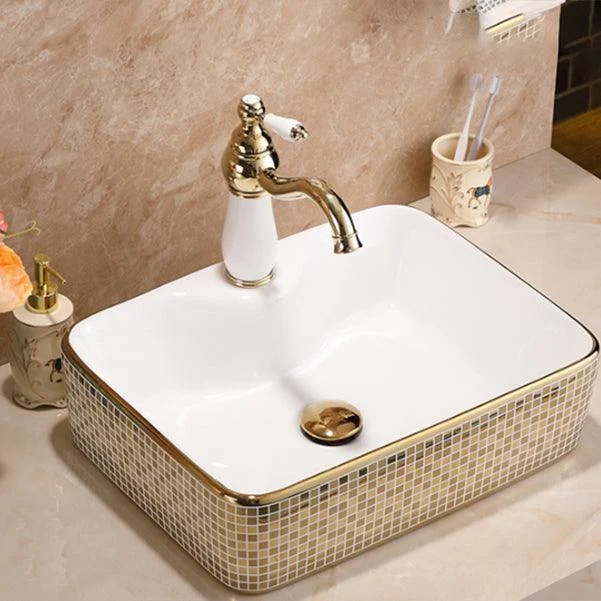 Traditional Bathroom Sink Porcelain Round Vessel Lavatory Sink with Pop-Up Drain -Bathlova