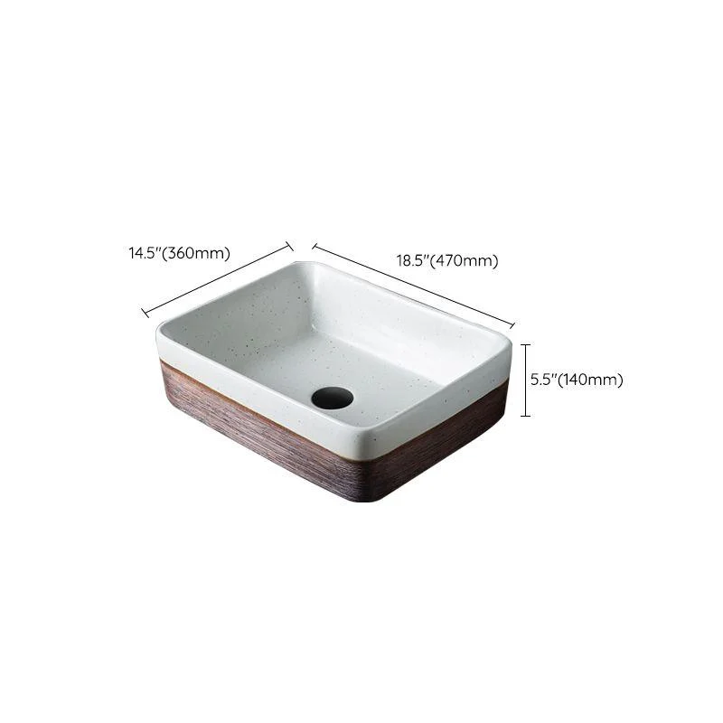 Traditional Bathroom Sink Porcelain Round Vessel with Pop-Up Drain -Bathlova